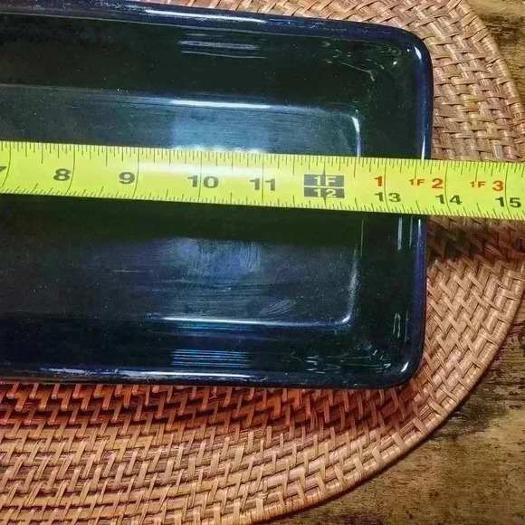 Stoneware Casserole Dish 13.5" x 6" dark blue and mauve on the bottom. - Picture 7 of 9